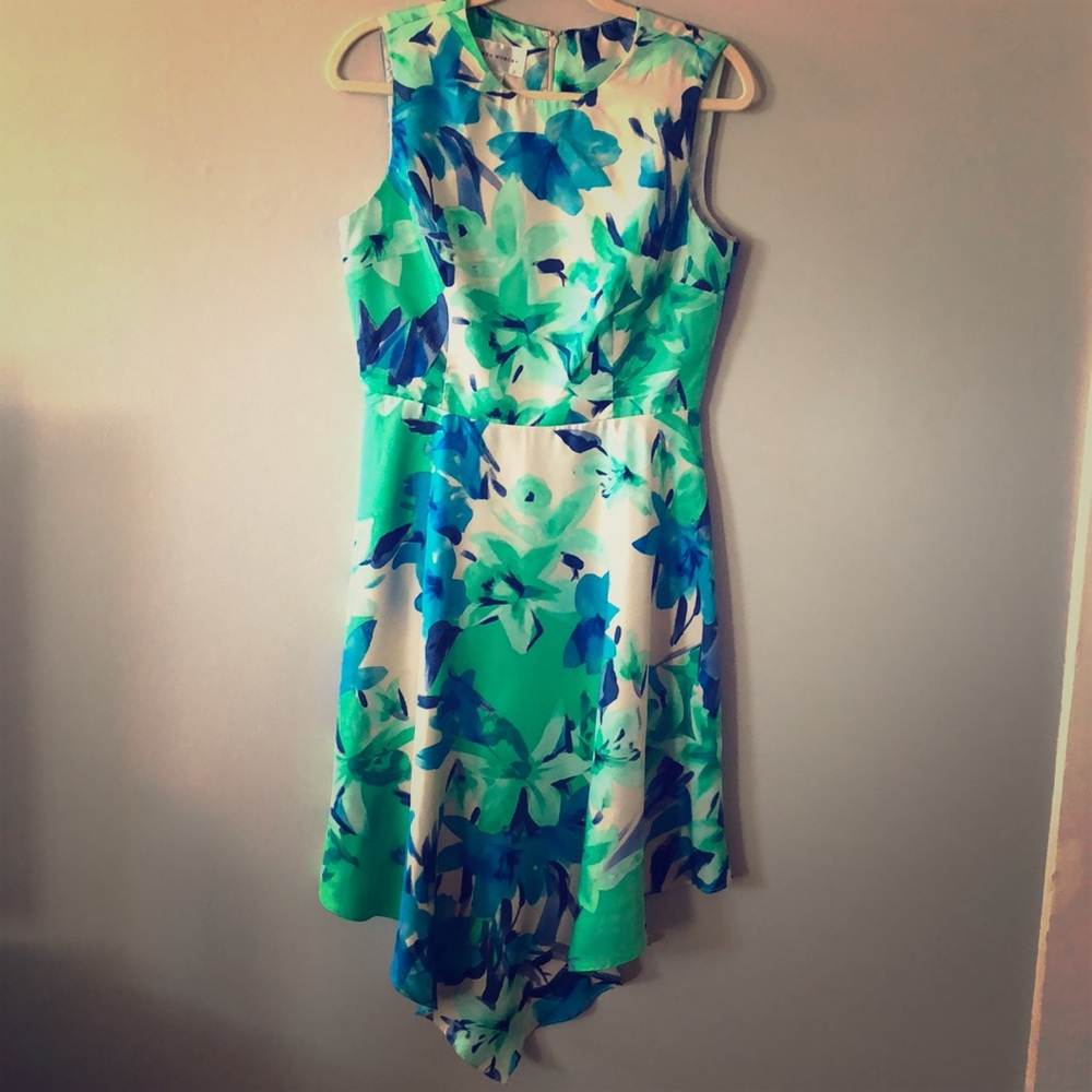 Summer print green and blue dress